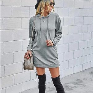NWT Kirundo Gray Hooded Sweatshirt Tunic Dress XL